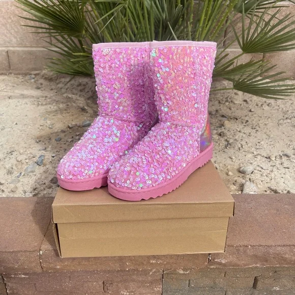 Pink Sequin Winter Boots 💕 - Picture 2 of 6